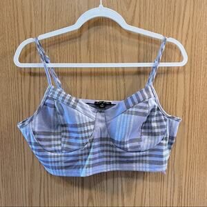 NEW J for Justify Plaid Corset Crop Top w/ Adjustable Straps Women's Size XL